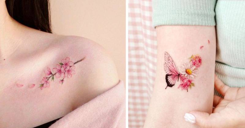 Los tatuajes en tinta rosa son originales y glamurosos