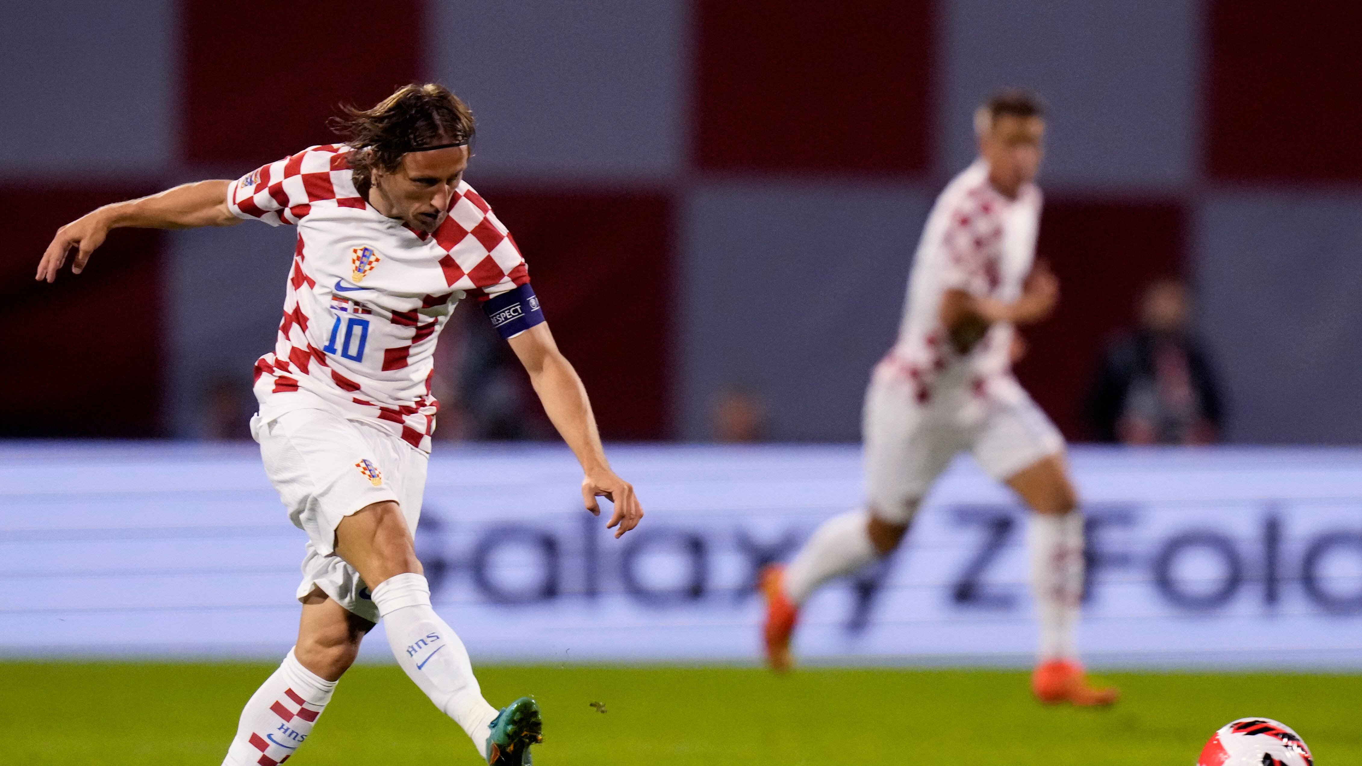 El volante croata Luka Modric durante el partido contra Dinamarca por la Liga de las Naciones, el 22 de septiembre de 2022, en Zagreb.