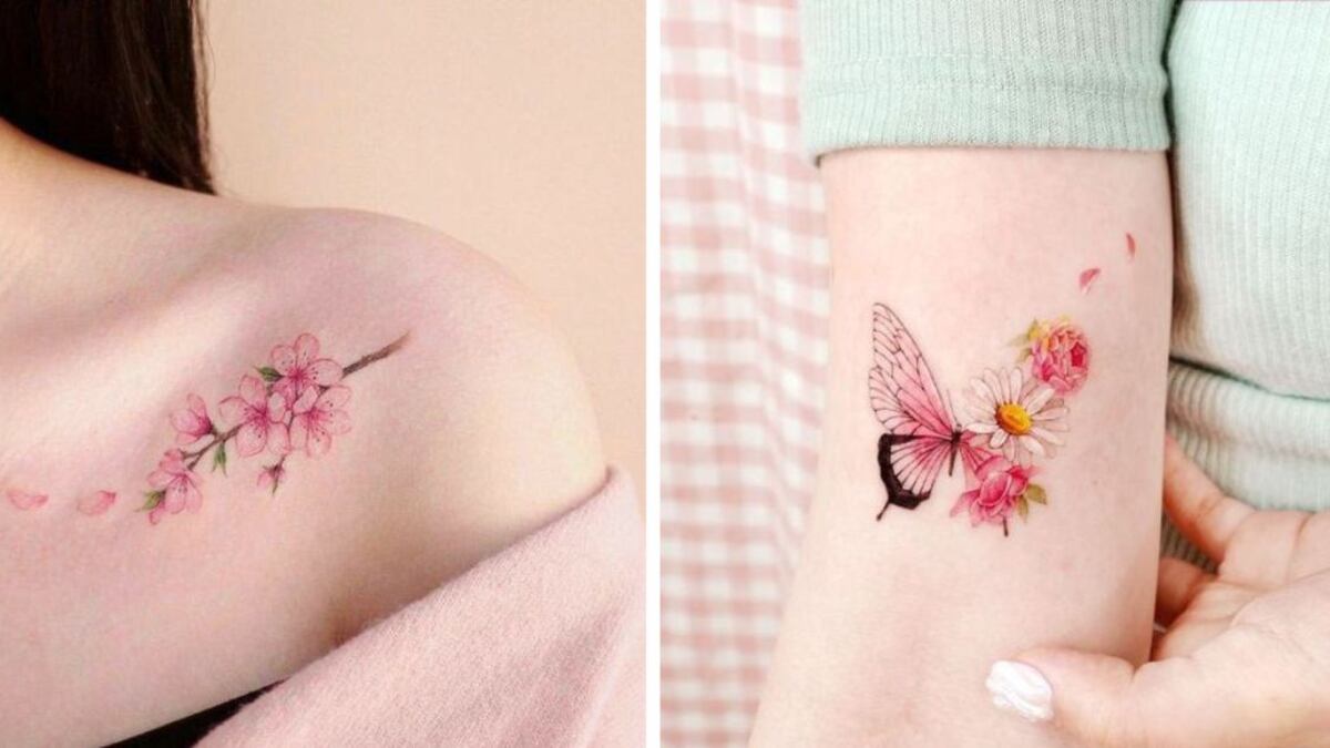 Los tatuajes en tinta rosa son originales y glamurosos