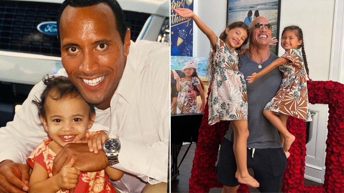 Dwayne Johnson y sus tres hijas, Simone, Jasmine y Tia