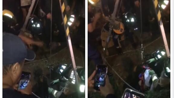 Rescate de joven que cayó en una alcantarilla en Barranquilla.